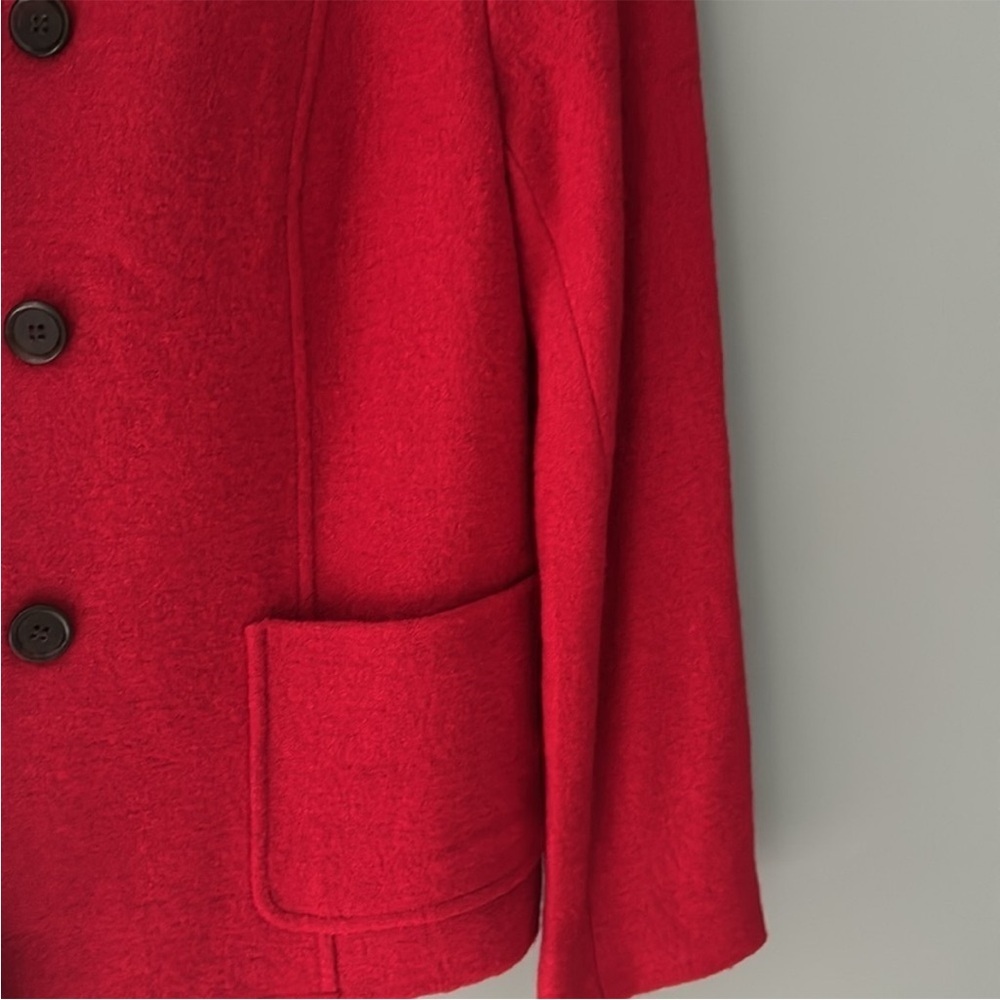 Talbots Red Blazer with Textured Fabric and Collarless Design - Picture 4 of 7